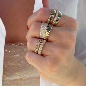 14K Yellow Gold Diamond Cocktail Statement Ring Wide Band Pave Set 1.00 CT Natural Unique Gift For Her