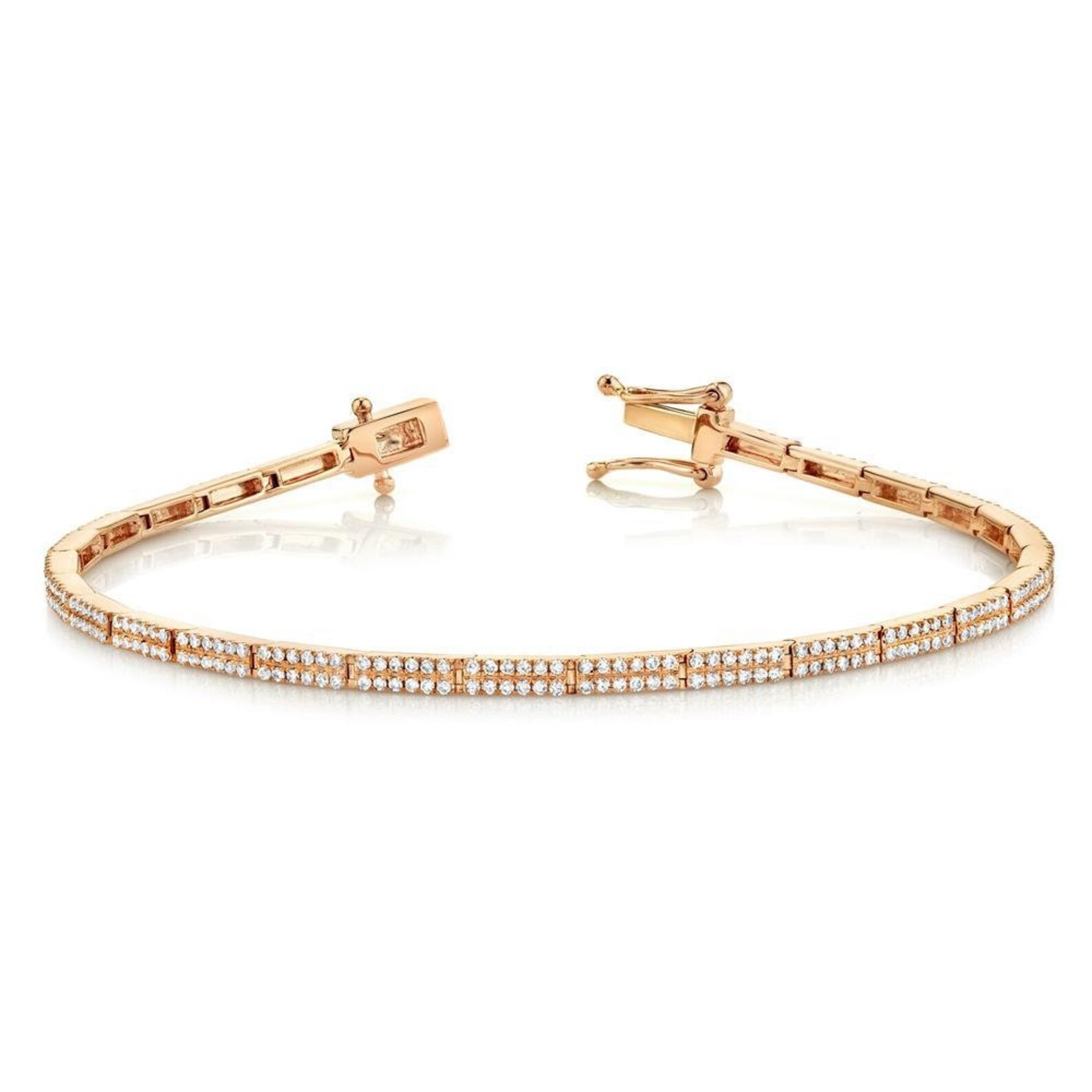 Diamond Double Row Tennis Bracelet 14k Yellow Gold Natural Etsy