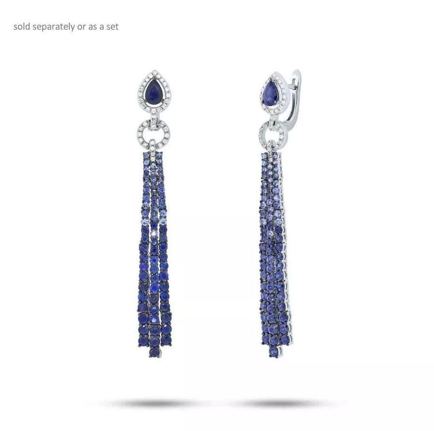Elegante Collana Donna Con Zaffiro Blu E Diamante Creato – Placcato Oro Bianco - Foto 2