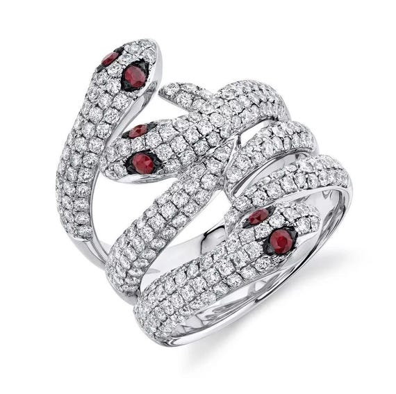 指輪・リング Ruby Snake Ring Bronze Adjustable Ruby Snake Ring in 18k Gold