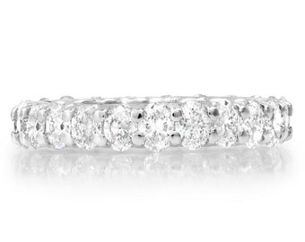 Oval Cut Diamond Eternity Ring 18K White Gold Stackable Band Engagement 3.24CT