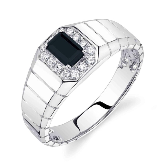 メンズ ダイヤモンドとブラックオニキス カクテルリング 14K メンズ ダイヤモンドとブラックオニキス カクテルリング 14K