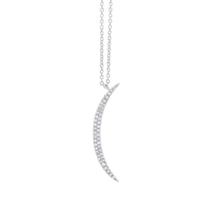 14K Gold Diamond Crescent Moon Pendant Necklace 0.15 CT Certified Natural 14K White Gold Yellow Gold Rose Gold Adjustable Chain