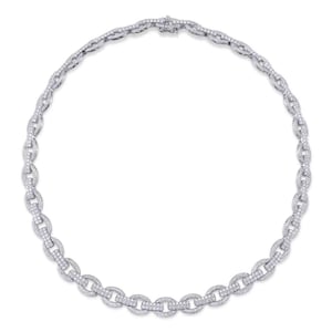 9.40 CT Diamond Link Necklace 14K White Gold 17&quot; Inch Certified Natural