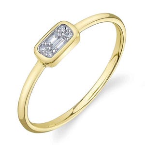 14K Solid Yellow Gold Natural Baguette Diamond Ring Fashion Statement Certified 0.07 CT Cocktail Right Hand