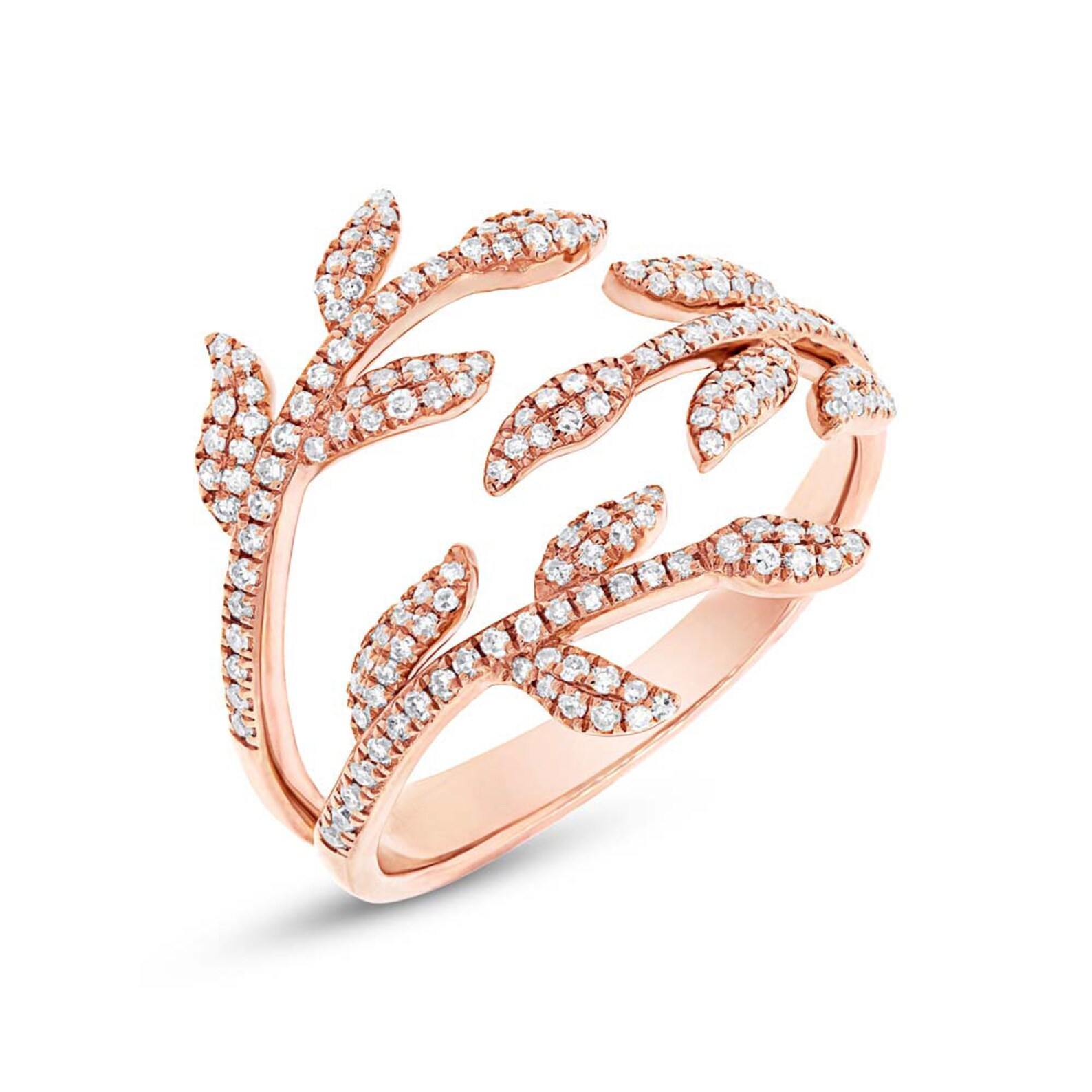 Stylish Diamond Pink Rose Gold Leaf Ring 0.44ct Conflictfree Etsy