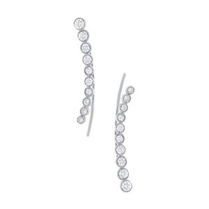 Brincos de ouro branco 14K com diamantes, brincos de escalada, naturais, certificados, 0,74 CT, presente para ela
