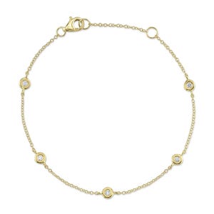 14K Yellow Gold Diamonds By the Yard Bracelet Bezel Set Station Certified Natural 0.15 CT Round Cut F VS2 Gift For Her