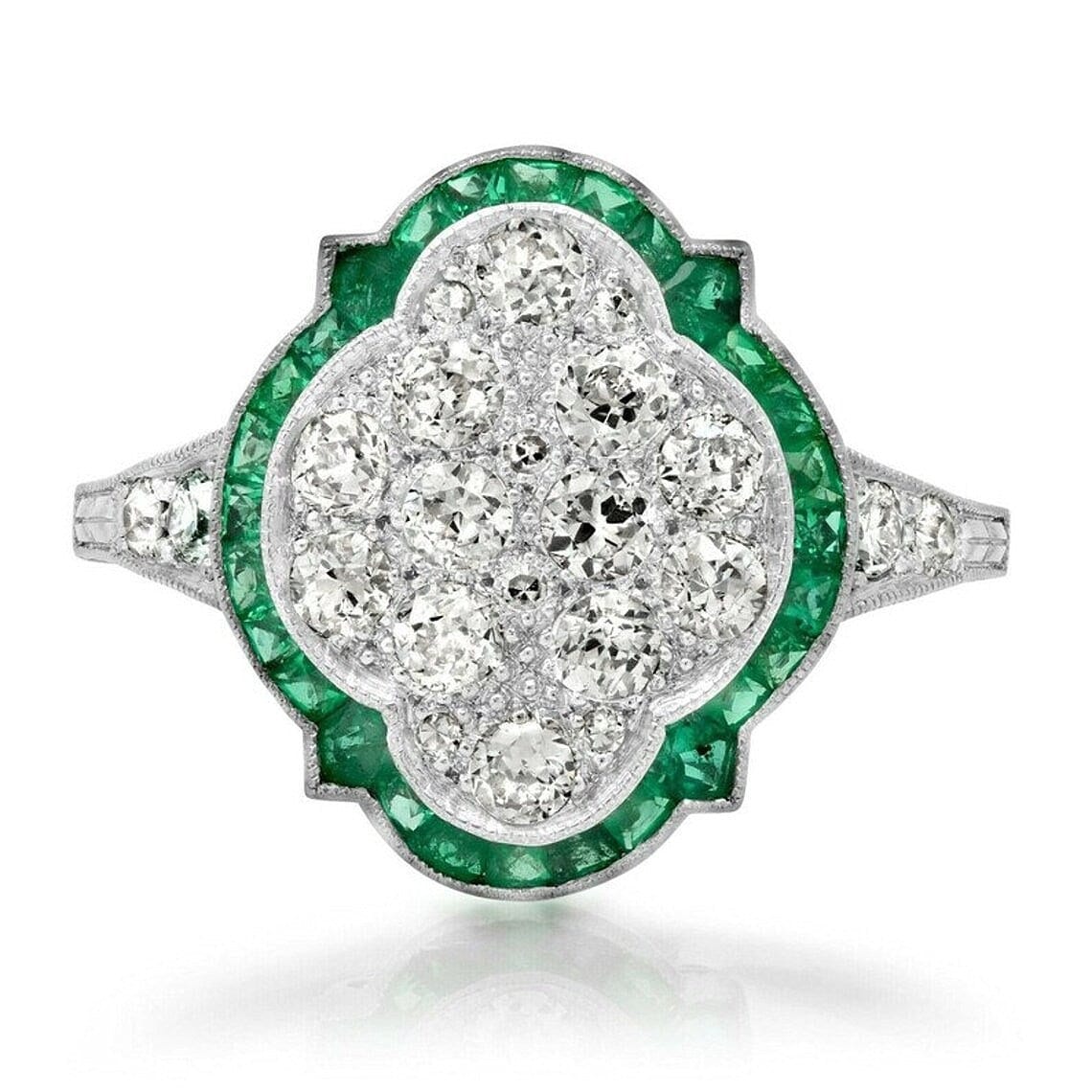 ⭐最終大幅値下 プラチナリング＆エメラルドとダイヤのアールデコ