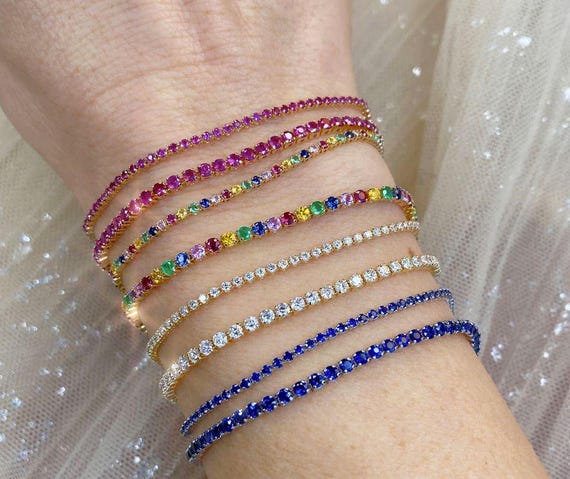 14K ホワイト ゴールド 2.80 CT ダイヤモンド マイクロ テニス