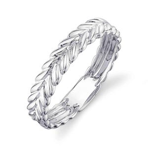 14K White Gold Laurel Wreath Wedding Band Ring Fashion Statement Solid Gold