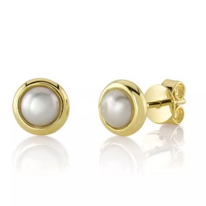 Brincos de pérola cultivada em ouro amarelo 14K, conjunto de aro, presente para ela