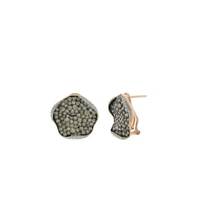 Champagne Diamond Earrings 14K Rose Gold Rustic Vintage Inspired Certified Natural 3.30 CT