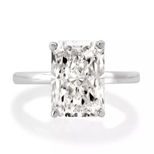 4.20 CTW Radiant Cut Cut Lab Grown Diamond Engagement Ring 14K White Gold Hidden Halo IGI Certified Gift For Her