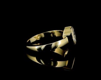Lab Created Round Rose Cut Diamond Bezel Ring 14K Yellow Gold 1.22 CTW