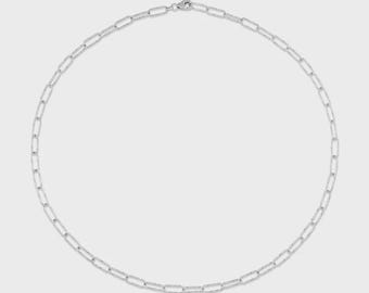 Diamond Paper Clip Link Lobster Clasp Necklace 14K Rose Gold 0.10 CT Natural