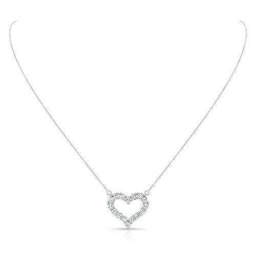 Diamond Open Heart Necklace Pendant 14K White Gold 1.64CT | Etsy