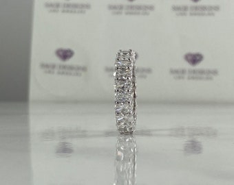 Lab Grown Oval Diamond Eternity Ring Certified CVD 14K White Gold Band 4.18 CTW F VVS2 Wedding Anniversary Engagement