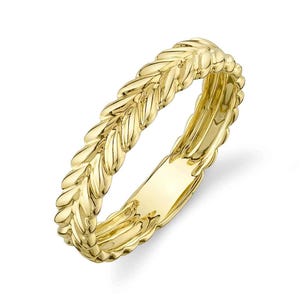 14K Yellow Gold Laurel Wreath Wedding Band Ring Fashion Statement Solid Gold