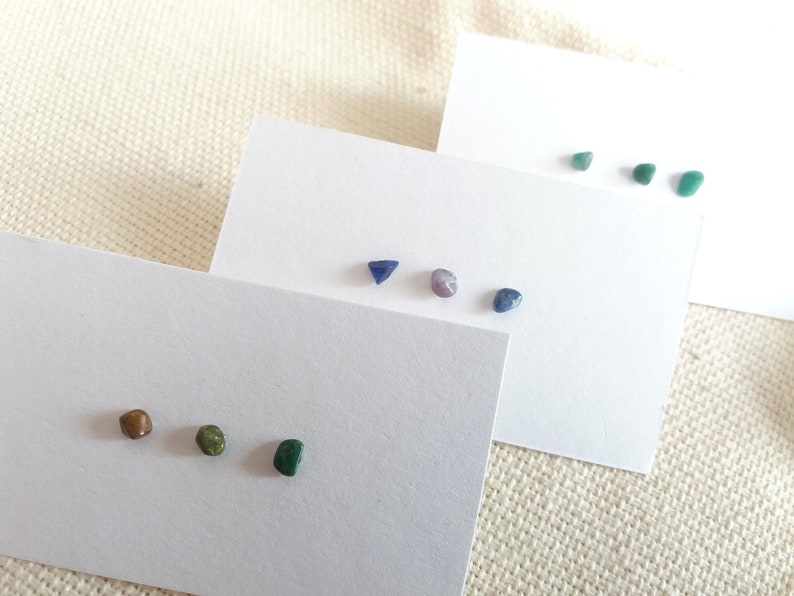 Aventurine Amethyst Unique OOAK studs Tiny Crystal Studs Sodalite Set of 3
