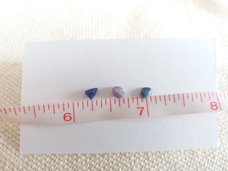 Aventurine Amethyst Unique OOAK studs Tiny Crystal Studs Sodalite Set of 3