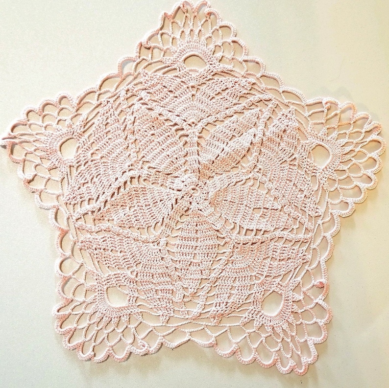 Pink Star Crocheted Doily