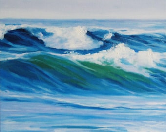 choice of 6 marine paintings Waves  oil on canvas  sunny morning  without frame  40x40cm