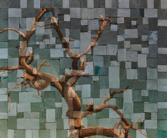 Wood Wall Decor Wall Art Desert Tree Landscape 3d Wall Art Etsy