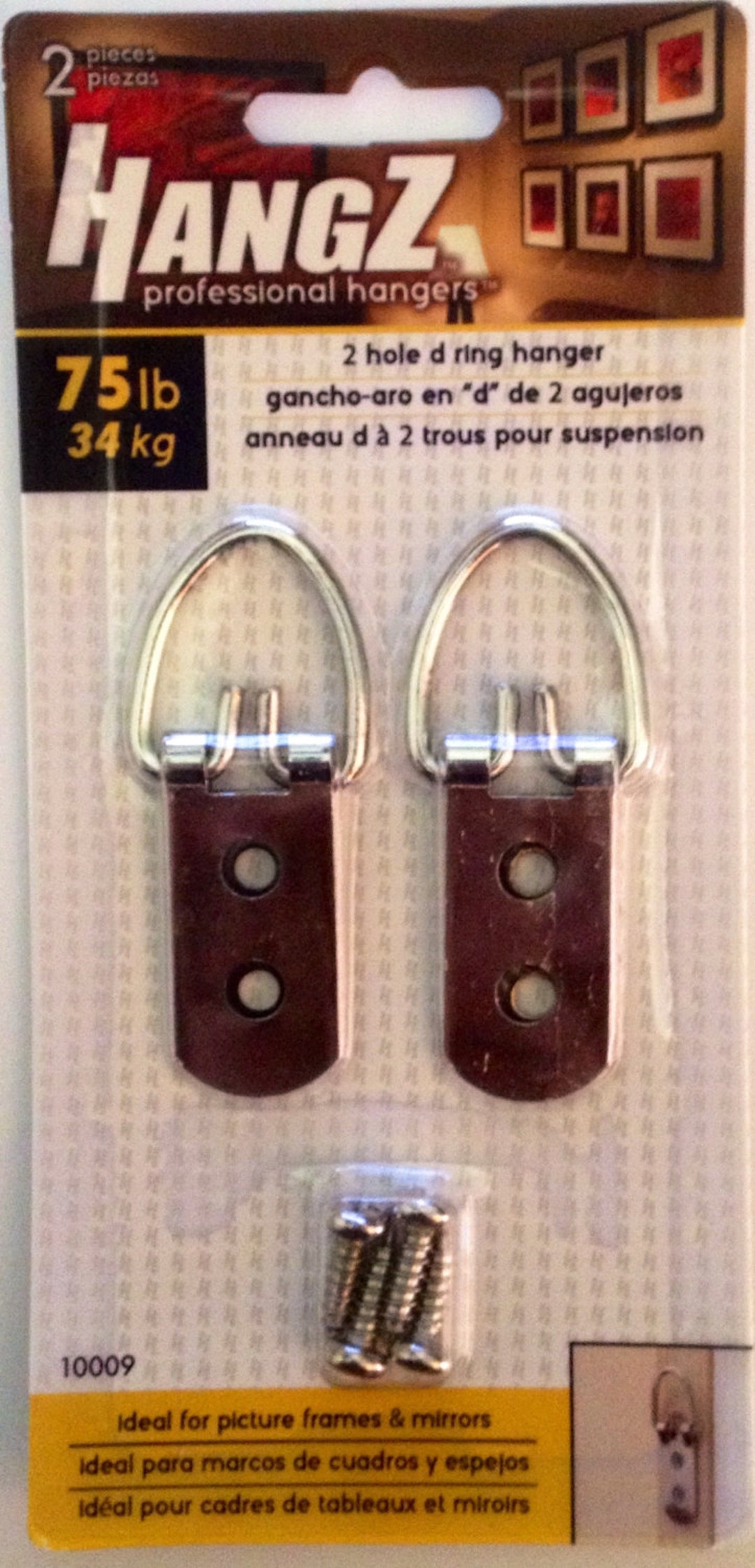 Hangz 10009 2hole Dring Picture Hanger Set 75lb Etsy