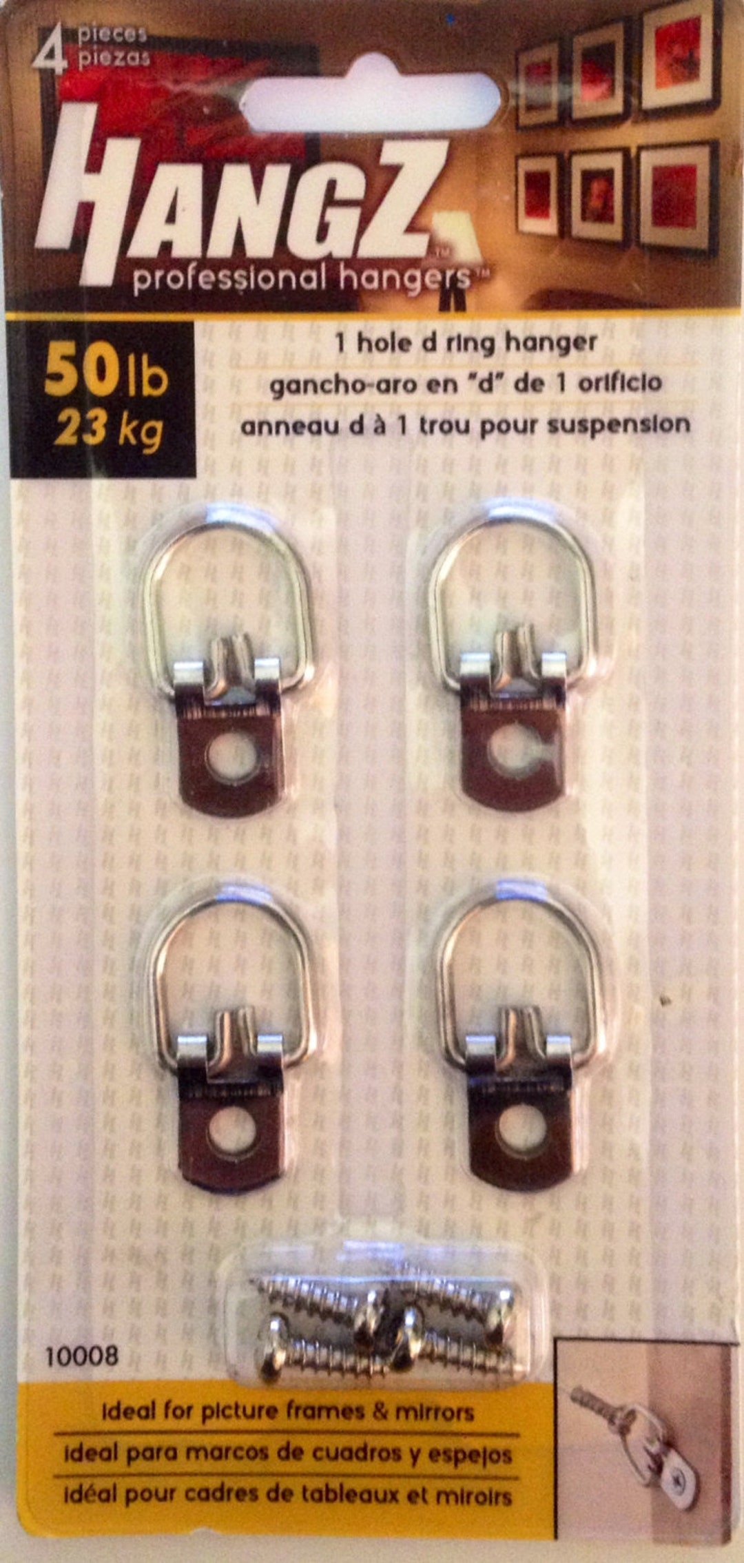 Hangz 10008 1hole Dring Picture Hangers 50lb 4pack Etsy