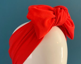 Red turban bow headband