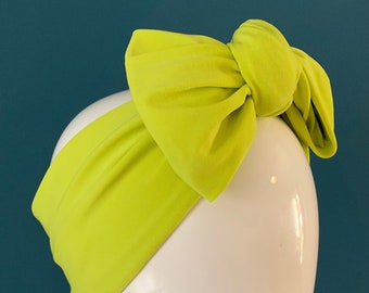 Lime turban bow headband