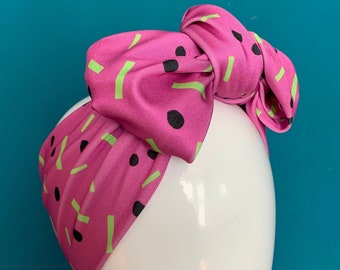 Abstract melon print turban bow headband