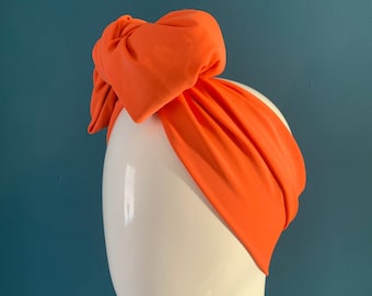 Orange turban bow headband