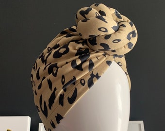 Stone and Black print turban