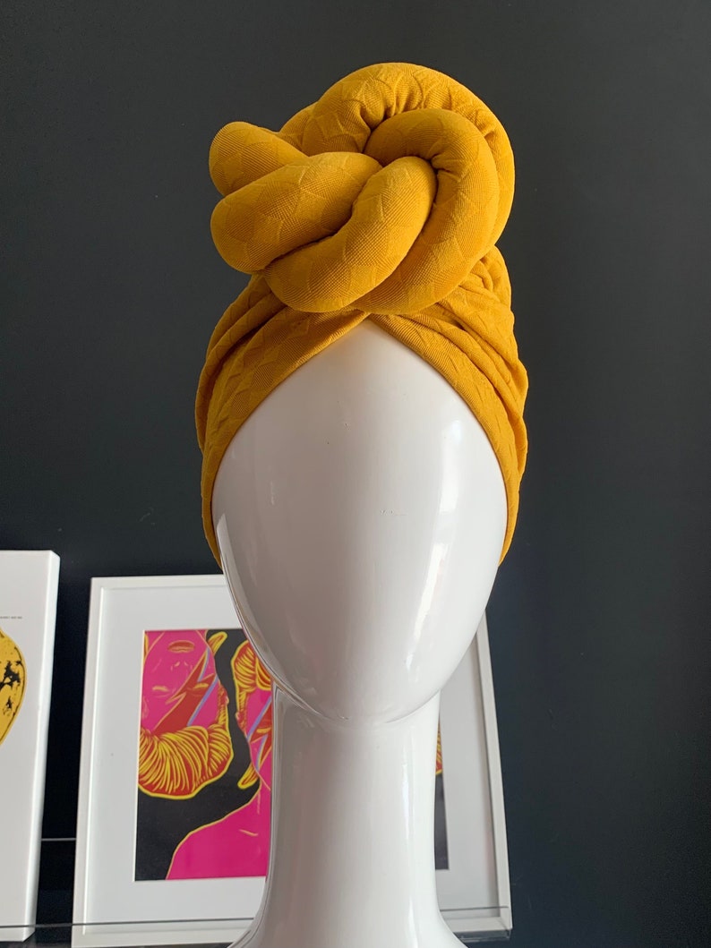 Mustard twisted turban image 1