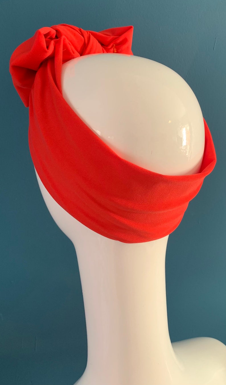 Red turban bow headband image 4