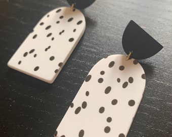 Bold Retro Dalmatian print earrings