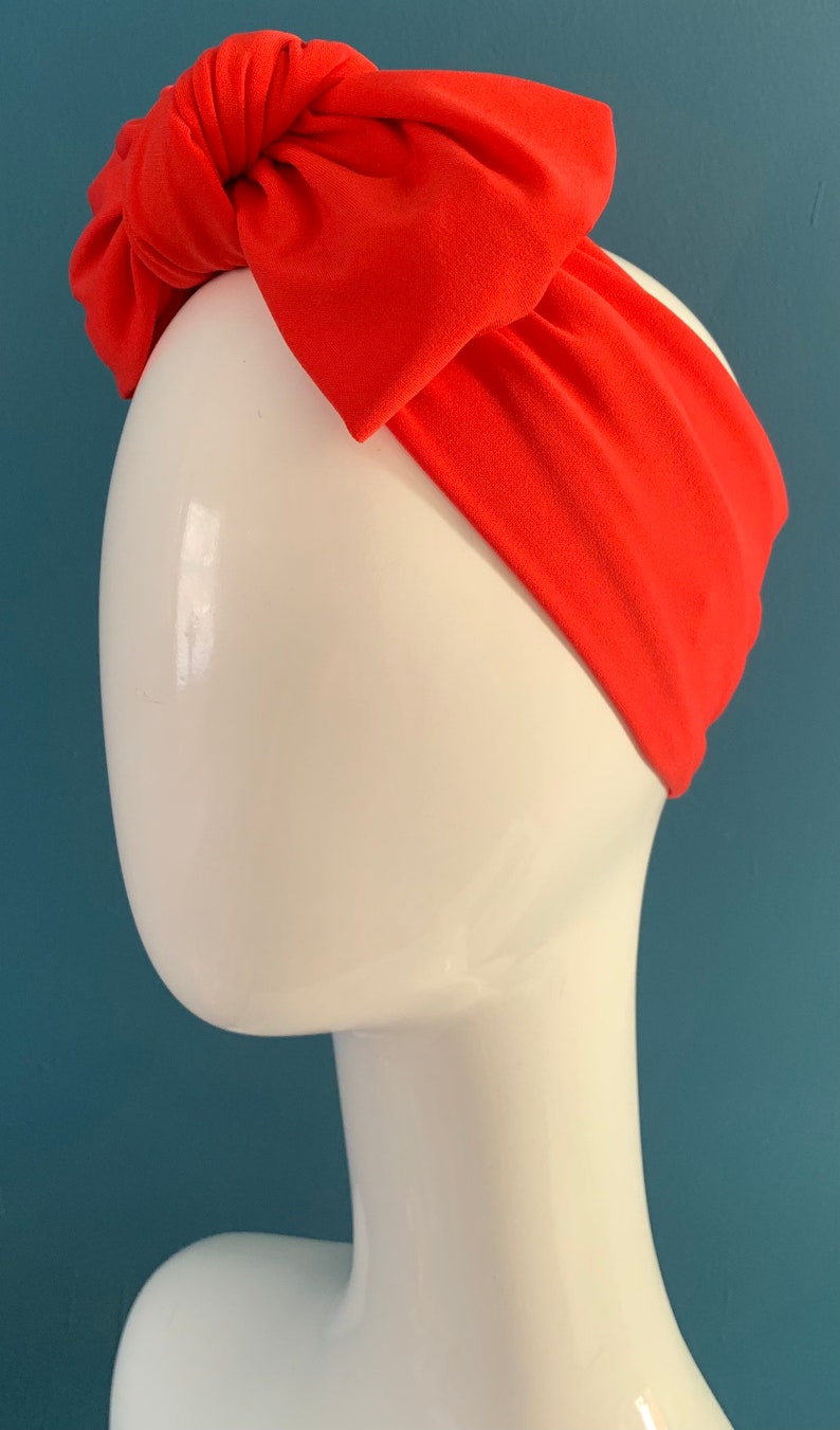 Red turban bow headband image 3