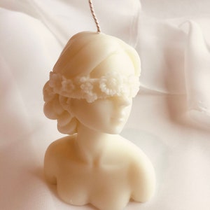 Various Colors - Scented Flower / Blindfolded Girl / Woman Candle - Various Scents - All Natural Soy & Beeswax / Aesthetic Goddess Candle