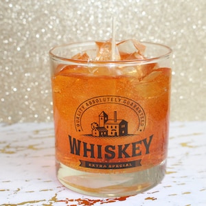 Whiskey Drink Candle - Customizable Scents - Realistic Hard Liquor Candle - Gel Candle for Him
