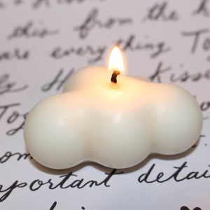 White Cloud Shaped Candle - Made from All Natural Soy & Beeswax - Customizable Novelty Candle