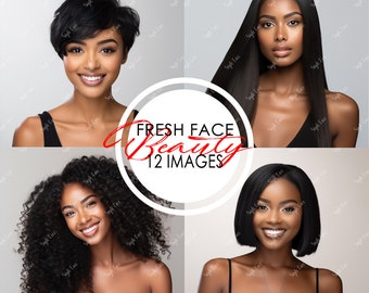 Stock Images | Beauty Stock Photos | Makeup Stock Photos | Ai Model | African American Model | Skincare Model | Natural Beauty Model