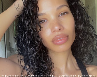 Stock Image | Makeup Free Stock Photos | Fresh Face Stock Photos | Ai Model | African American Model | Skincare Model | Natural Beauty Model
