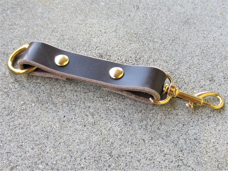 Leather Key Fob Double Sided Keychain Gold Hardware - Etsy