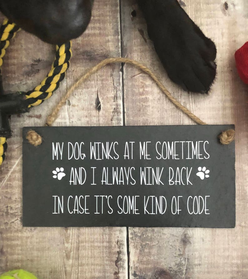 Dog owner gift 'My dog winks at me' Dog lover sign Etsy