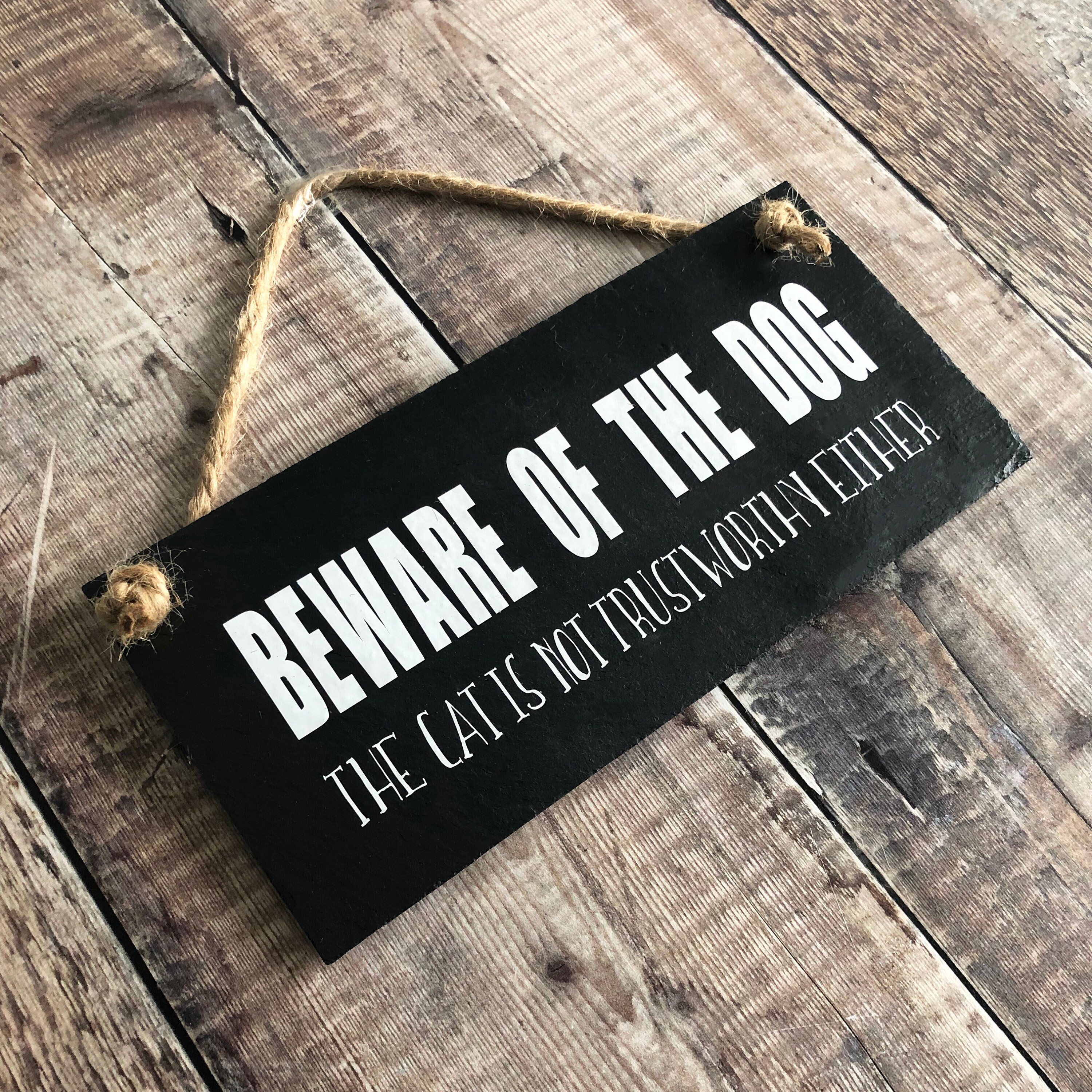 Humorous Beware Of The Dogs Slate Sign Plaque 3 Sizes Available