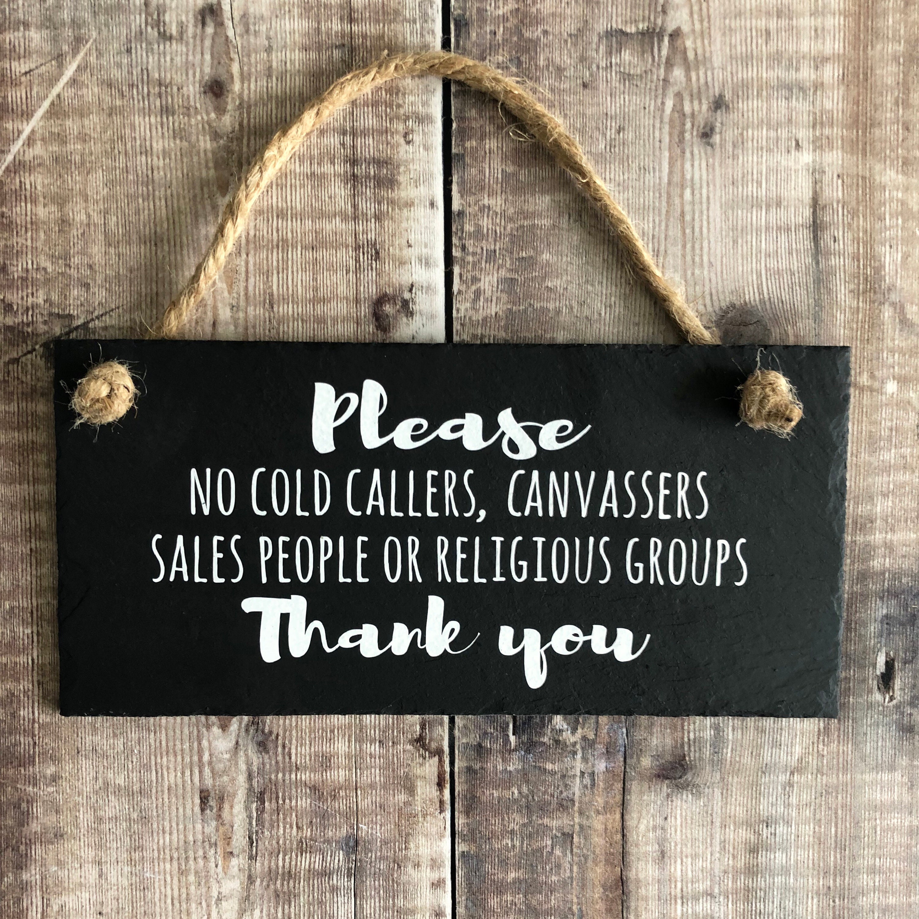 No Cold Callers Sign Front Door Plaque Hanging Sign With | Etsy