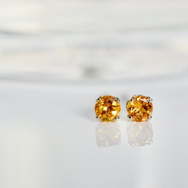 READY TO SHIP Rare Spessartine Garnet Earrings | 14k Gold Spessartite Garnet Studs | Christmas Gift For Her/His Higher Thinking | 3.5mm