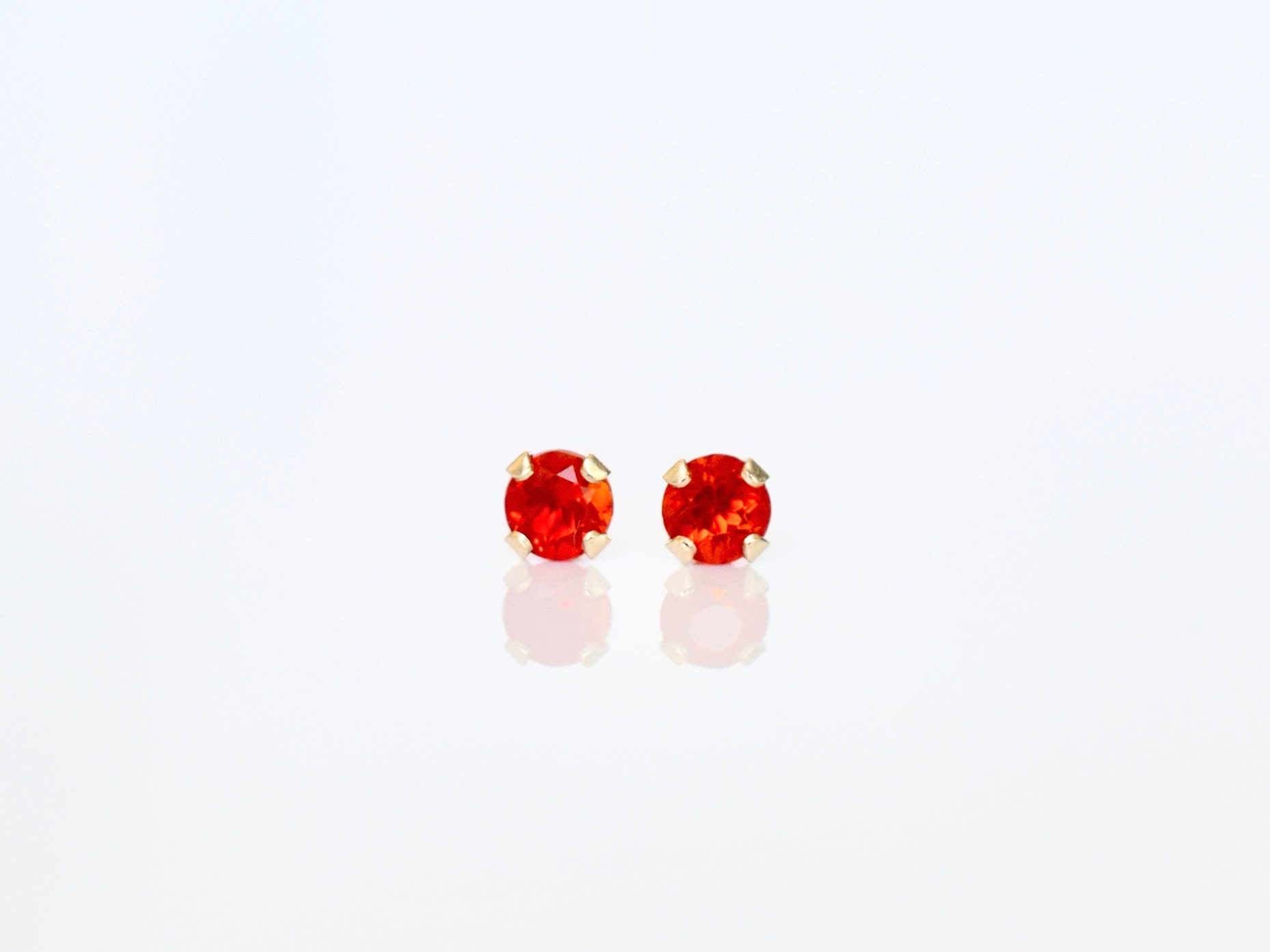 14k Solid Gold Mexican Fire Opal Earrings AAA Genuine Fire | Etsy